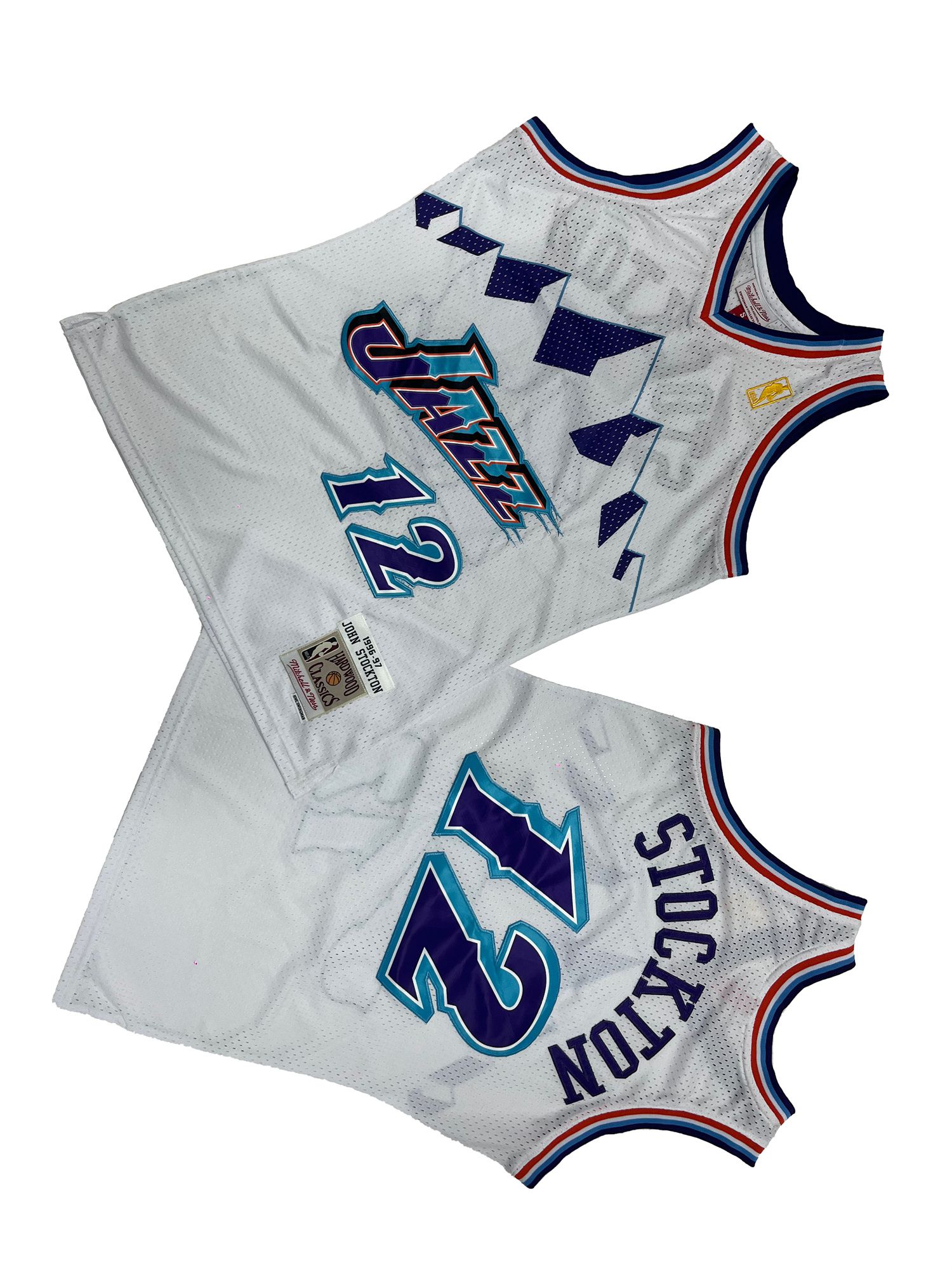 Men Utah Jazz 12 Stockton White Throwback NBA Jersey